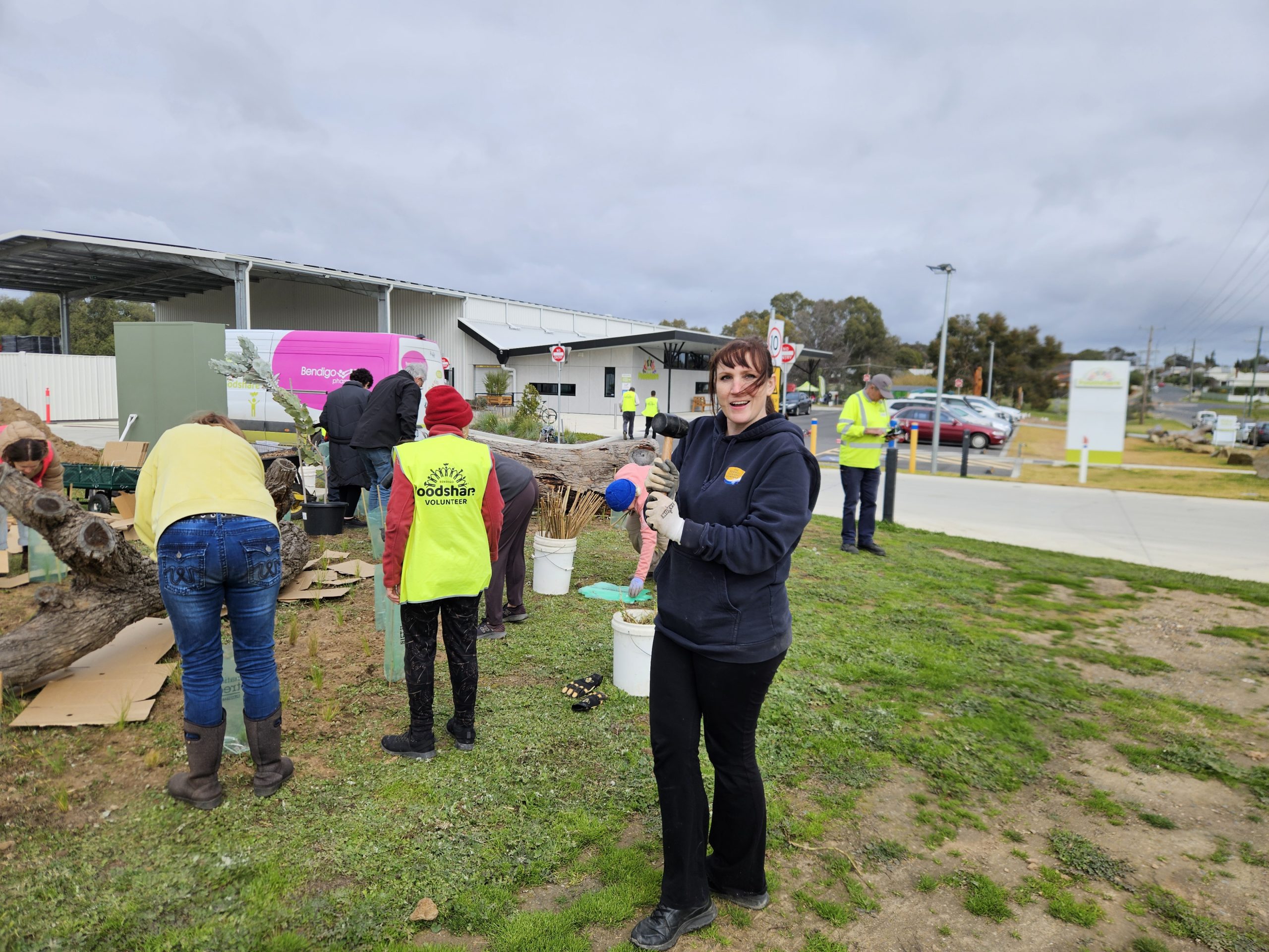 A Bendigo Cleaning Company team member helping at Bendigo Foodshare on National Tree Day